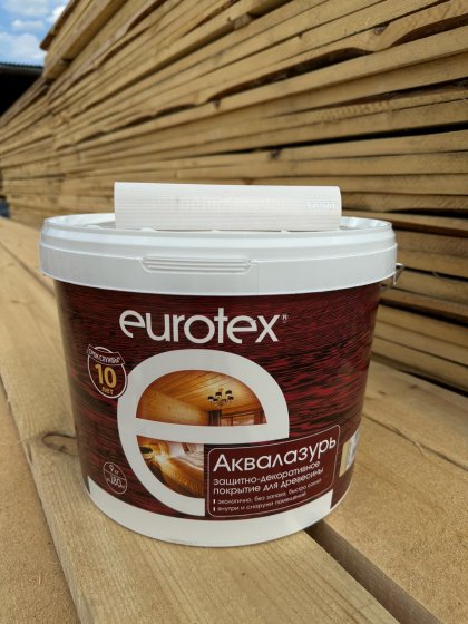 Eurotex ЕВРОТЕКС АКВАЛАЗУРЬ Белый, 9 кг, защитное текстурное покрытие древесины
