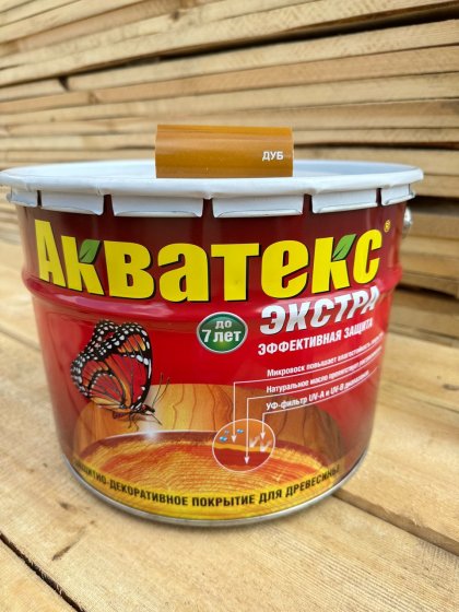 АКВАТЕКС ЭКСТРА Дуб 9 л, Восковое защитно-декоративное покрытие для древесины