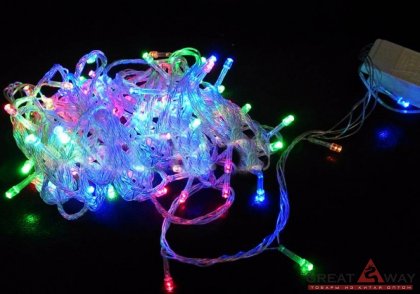 Электрические гирлянды 180 ламп ЭКОН свечение - разноцветное, 8 реж. мигания WLE-MD63, черный провод