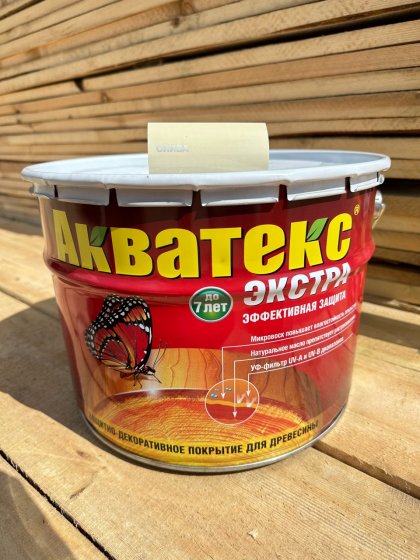 АКВАТЕКС ЭКСТРА Олива 9 л, Восковое защитно-декоративное покрытие для древесины