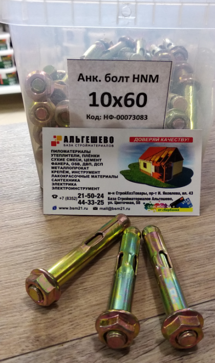 Анк болт HNM 10х60 с 6-ти гр. гайкой (500/100шт.)