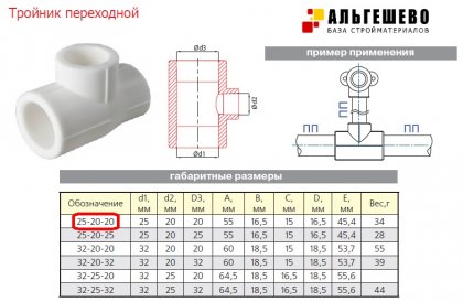 Тройник переходной 20*25*20 ПП