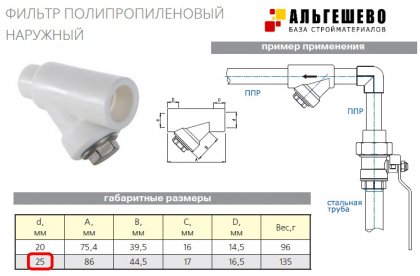 Фильтр ПП d 25