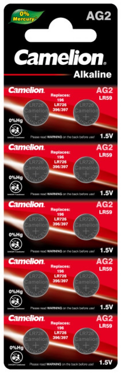 Батарейка Camelion AG2-LR726-10BL (G2, LR59, 196, SR726W, GP96A, 396)