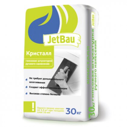 JetBau Кристалл  (30 кг) Штукатурка Гипсовая Белая, поддон 40 шт