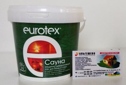 Eurotex -Сауна лак защитный для дерева, 0,9 кг (6)
