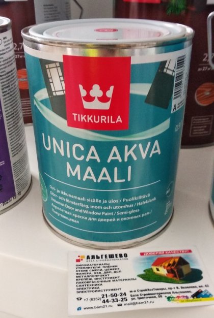 Краска для окон и дверей UNICA AKVA MAALI A п/гл 0,9л // Tikkurila