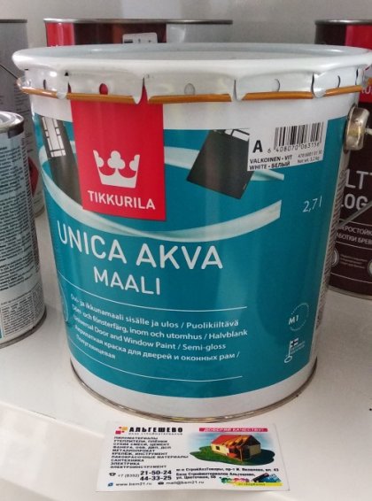 Краска для окон и дверей UNICA AKVA MAALI A п/гл 2,7л // Tikkurila