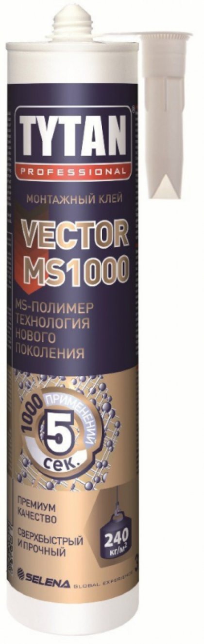 Tytan Professional клей монтажный Vector MS-1000 белый 290 мл, 350 кг/м2