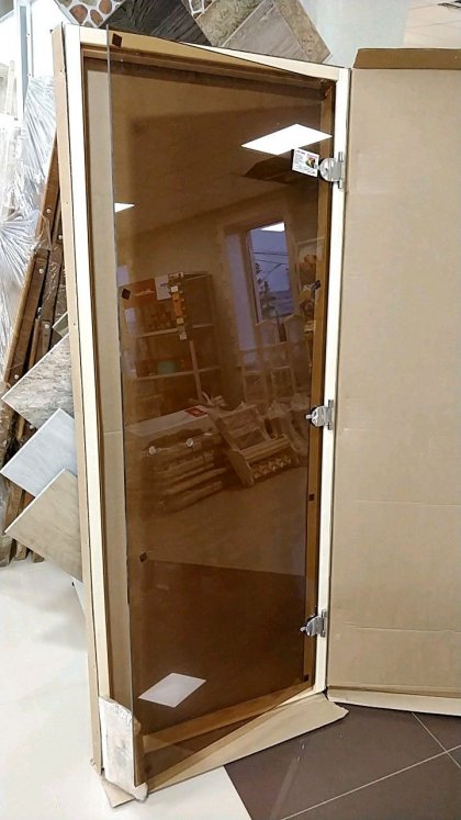 Дверь стеклянная для сауны 1700x700, стекло Бронза, правое открывание