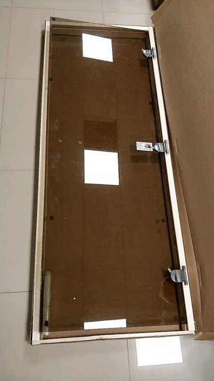 Дверь стеклянная для сауны 1800x700, стекло Бронза, правое открывание