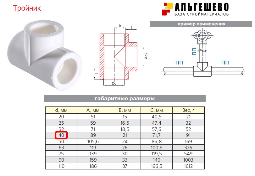 Диаметр фитингов. Тройник ПВХ 40х32х40. Тройник ПП 20 чертеж. Размеры тройник полипропилен 40х20х40. Тройник переходной полипропилен 63 х 20 таблица размеров.